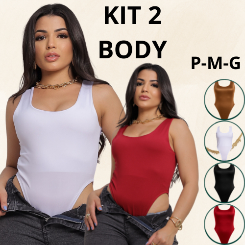 KIT 2 Body Bory Cavado Feminino Asa Delta Boddy Collant Moda Gringa Sensação C/Forro zero Transparencia e Confortavel