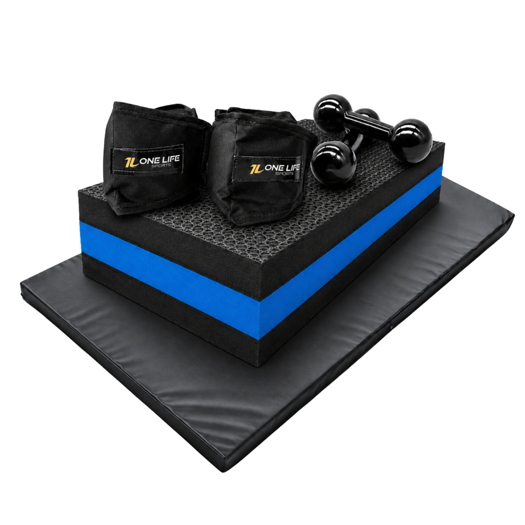 Kit Fitness Residencial com Caneleira 5 kg + Colchonete + Step + Halter 4 kg – Treino