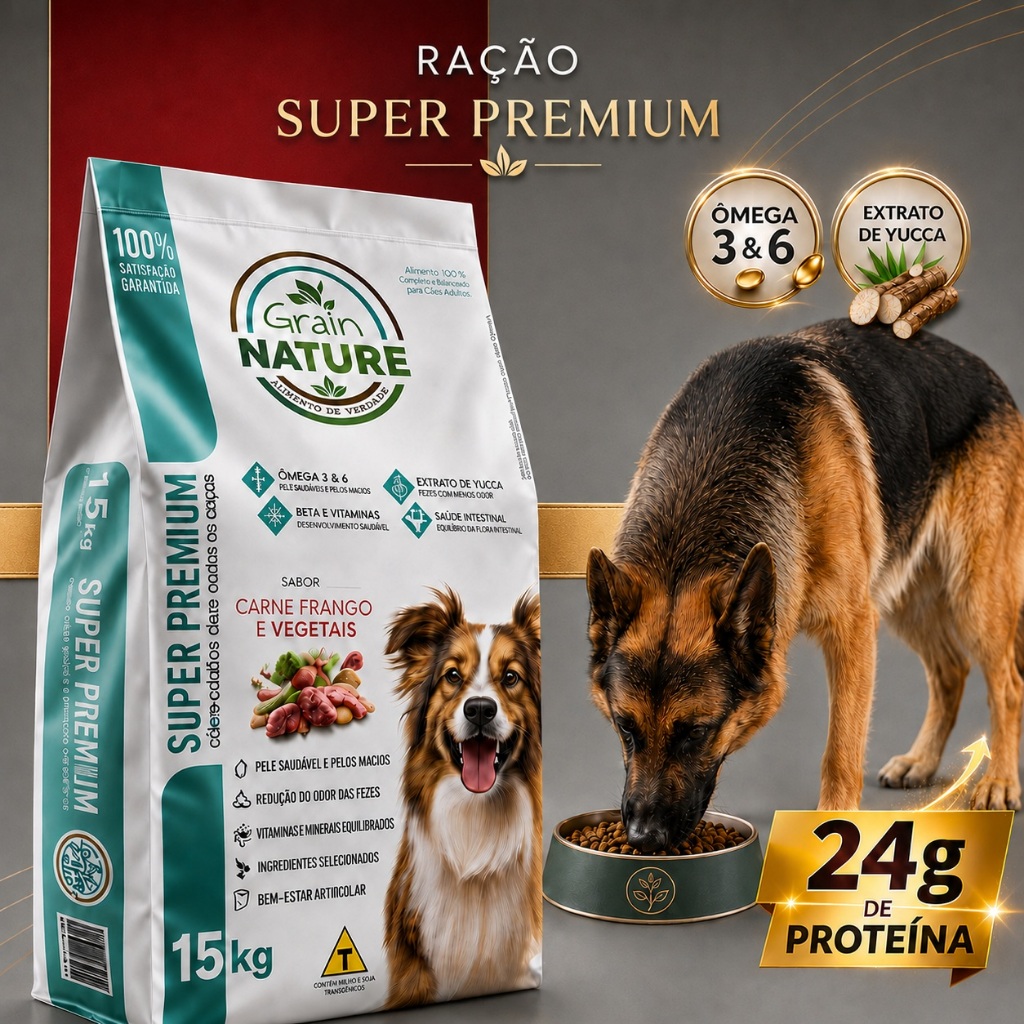 Ração Super Premium 15kg para Cães com Ômega 3 e 6