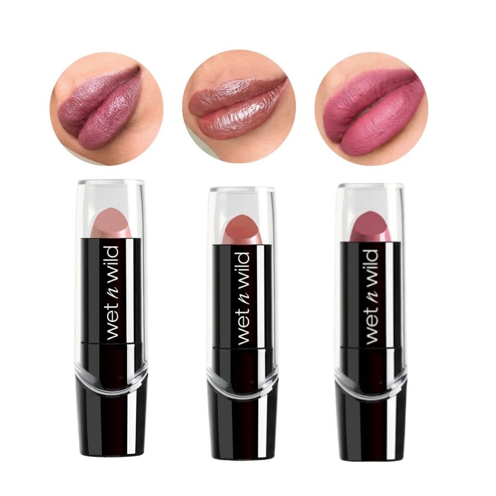 Kit 3 Batons Cremosos Hidratante Wet n Wild - Silk Finish Lipstick Alta Pigmenta