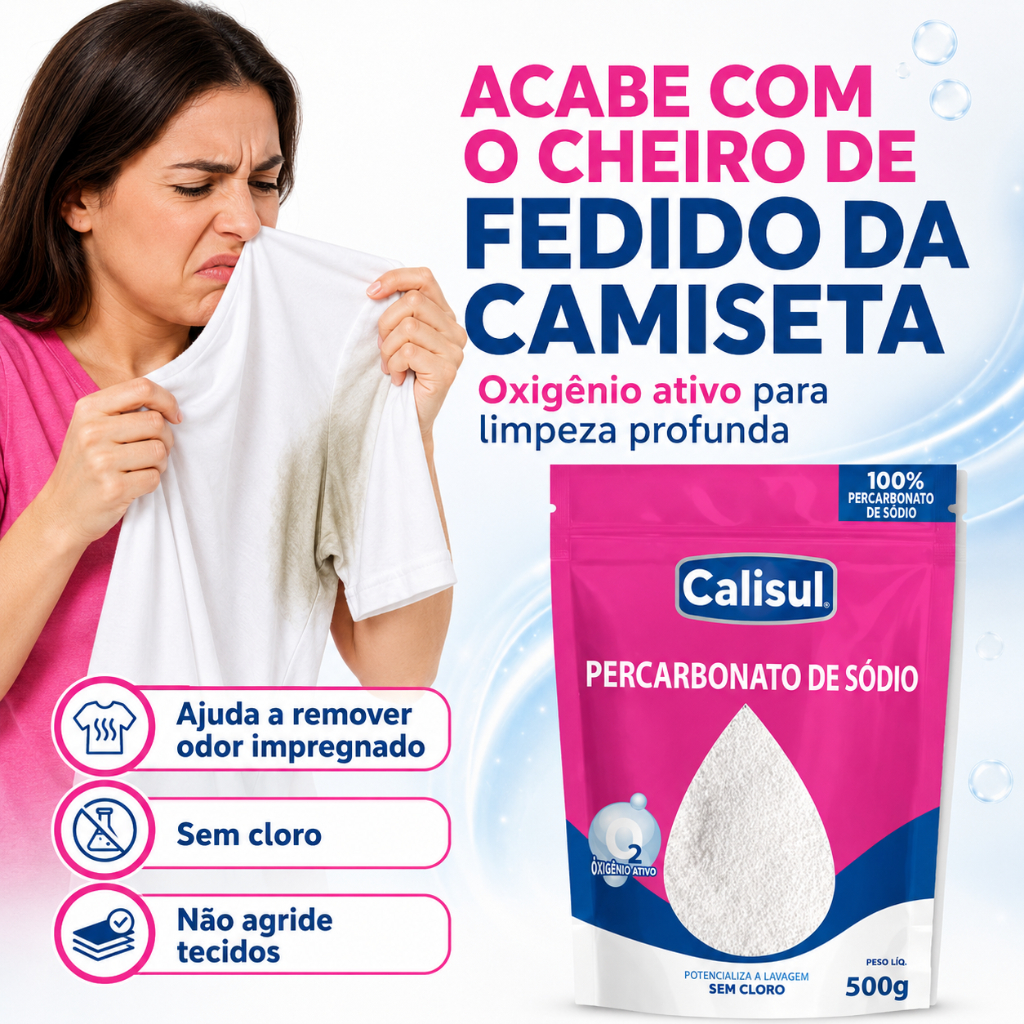 Percarbonato Sodio 500g Tira Mau Cheiro Roupa Suor Mofo Odor