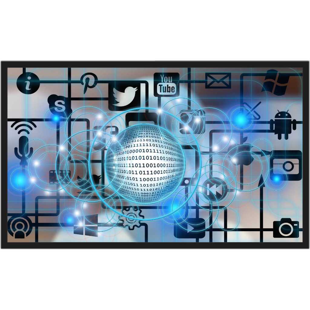 Quadro Decorativo Informática Ti Binários Números Tecnologia You Tube Com Moldura Grande Cor Preta Gg