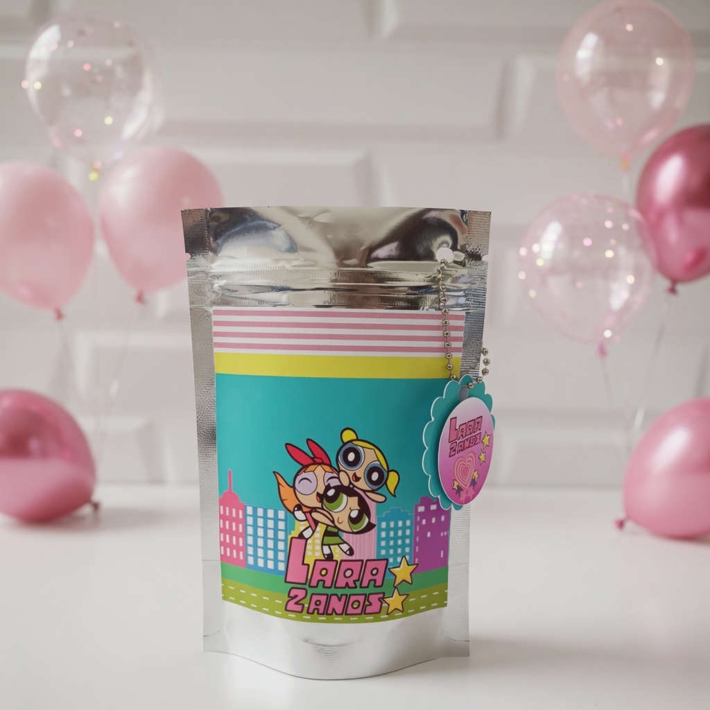 Saquinho Metalizado Ziplock As Meninas Super Poderosas Personalizados / Lembrancinha de Festa / Aniversário