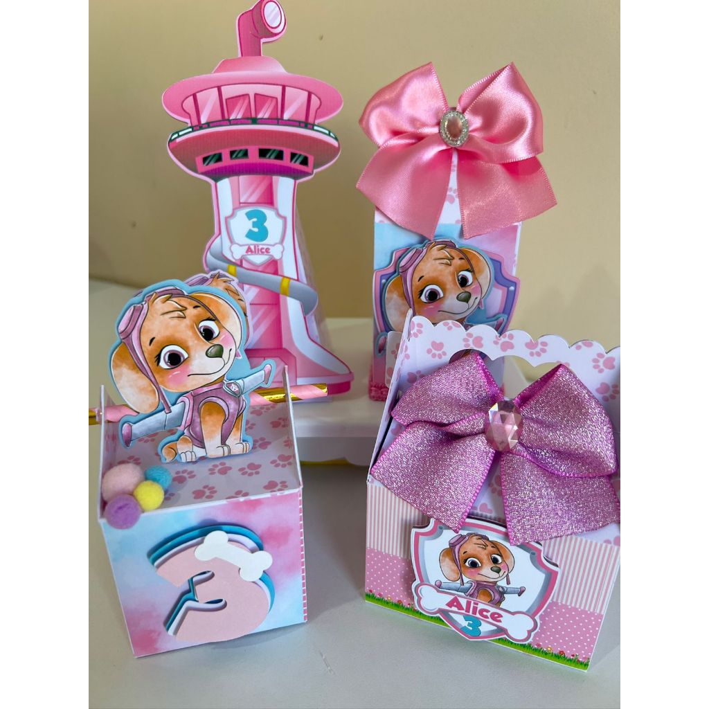 Kit caixas personalizadas Skye PATRULHA CANINA| Papel Fotográfico 230g | Lembrancinhas Festa Infantil l festas luxo