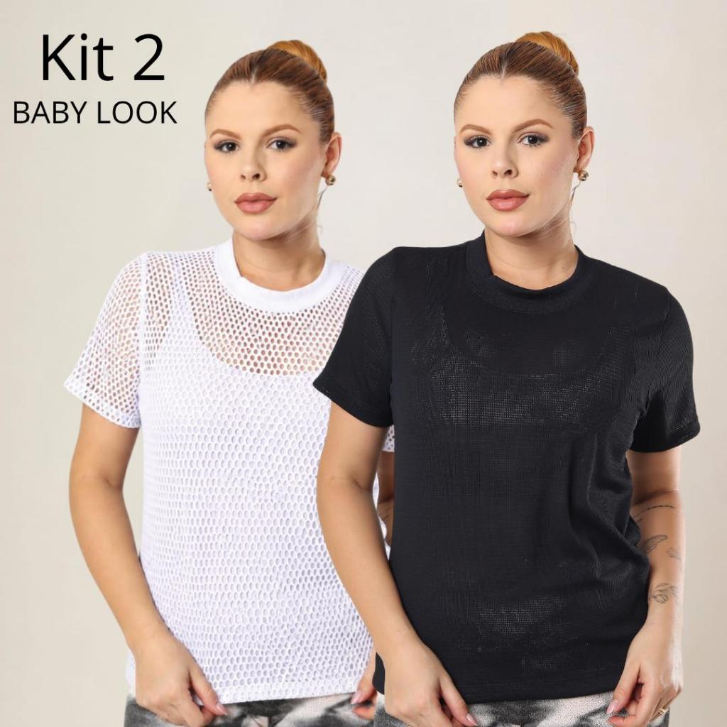 KIT 2 Camiseta  Academia Feminina Dry Fit Camisa Blusa Caminhada Musculação Treino Baby Look