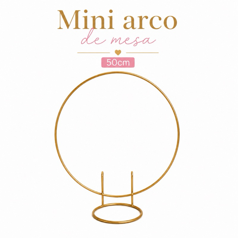 Suporte 50cm Arco Mini Arco Porta Beixiga Arco Para Decoração De Mesa De Festas e Aniversario Dourado