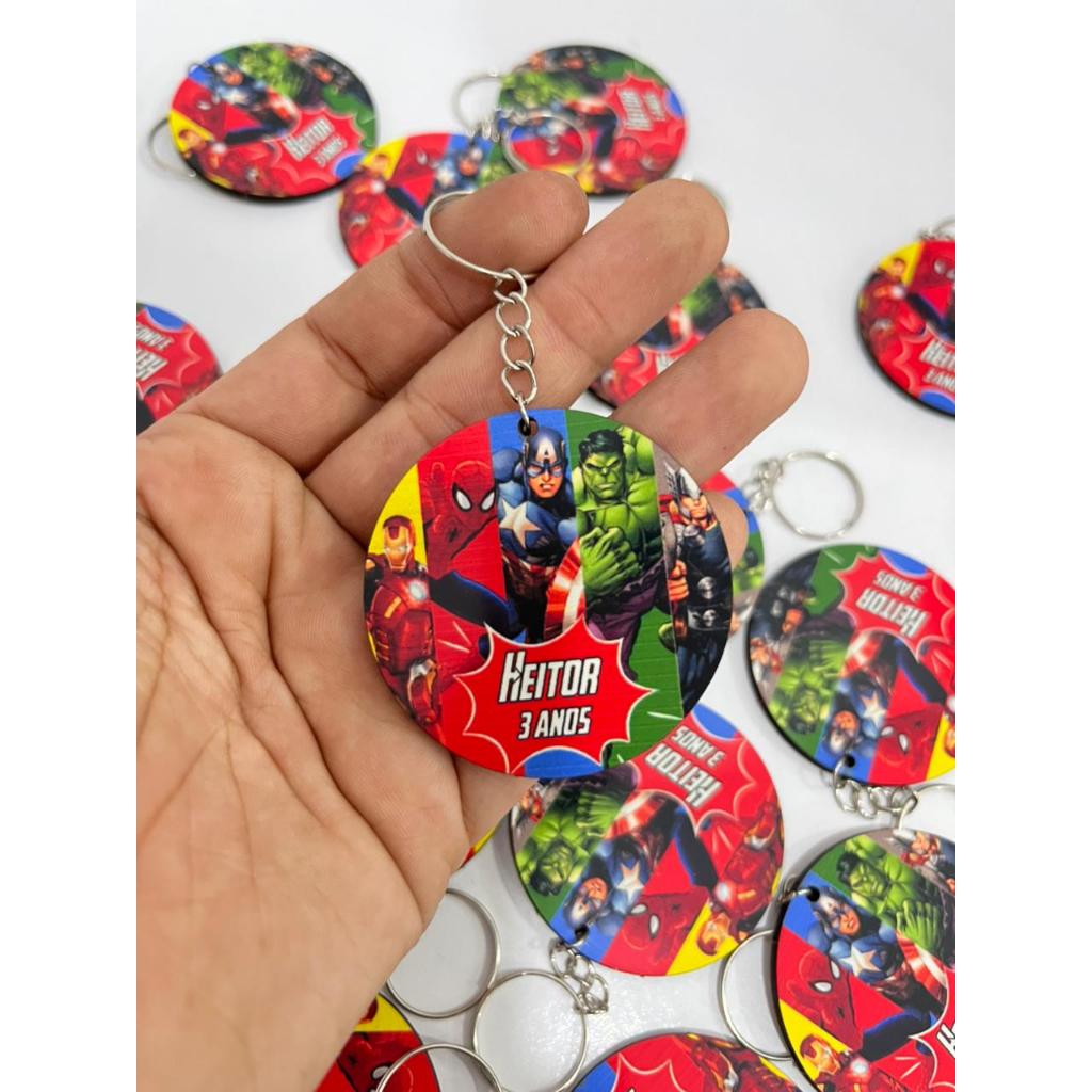 Kit 40 Chaveiros Personalizados MDF Resinado p/ Lembrancinhas Aniversário, Chá de Bebê, Maternidade Temas Diversos