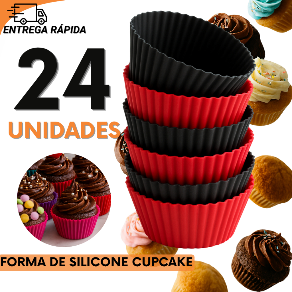 Forminha de Silicone Antiaderente Para Cupcake Tortas Pão de Queijo Ideal Para Cozinhar em Casa