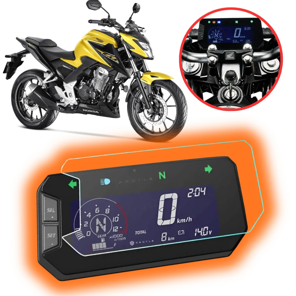 Película Protetora Velocímetro Moto ANTI RISCO HONDA CB 300F TWISTER 2023 2024 2025 2026 TPH PREMIUM