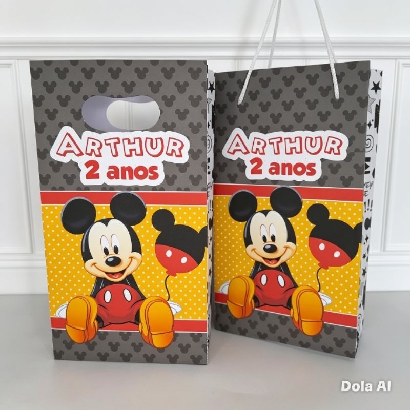 SACOLINHA PEGUE E MONTE PERSONALIZADA MICKEY, MIMO PARA FESTA, LEMBRANCINHA DE ANIVERSÁRIO, PERSONALIZADOS