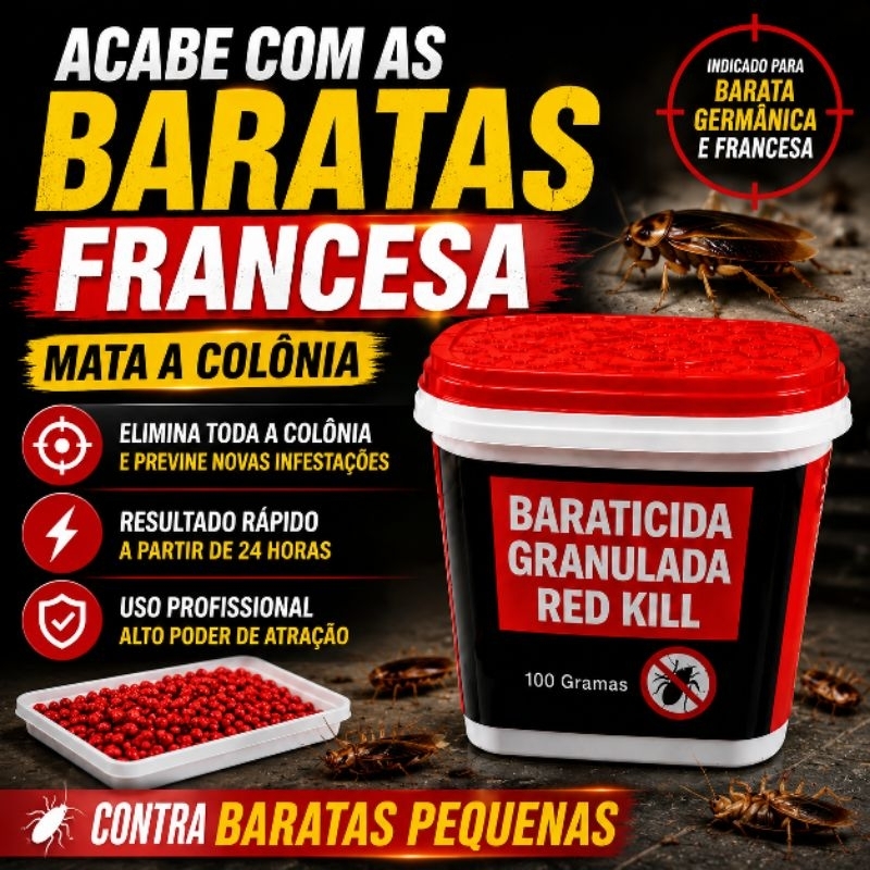Veneno Isca Mata Barata Germânica Francesinha Cozinha Esgoto Potente Elimina Infestação sem dedetização. Super eficiente