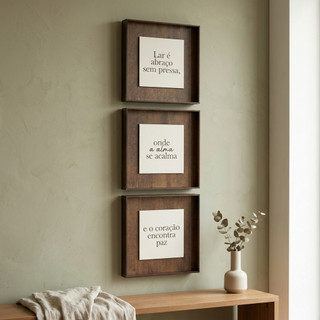 Kit Quadro Decorativo em MDF Quadrado com Placa Gravada Frase religiosa Sala Quarto Casa …