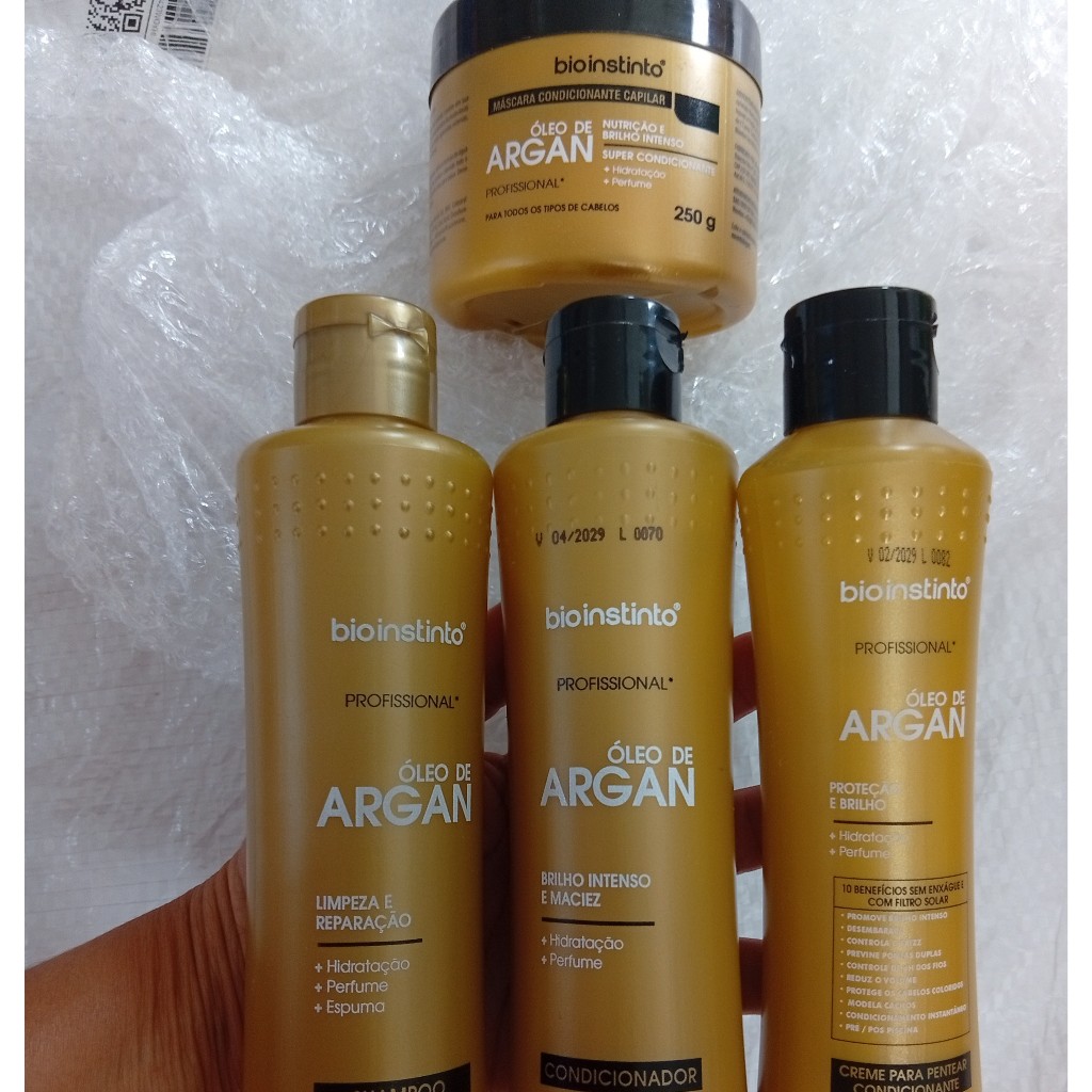 KIT CAPILAR OLEO DE ARGAN BIO INSTINTO 4 ITENS TODOS OS TIPOS DE CABELO