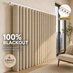 Cortina Trilho Suiço Linho Blackout 100% Dupla Face para Sala Quarto Escritório
