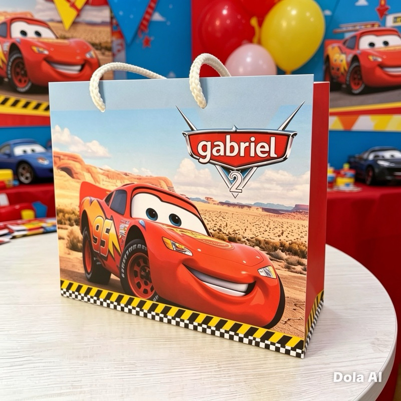 20 Sacolinha Personalizada Carros Relampago Mccqueen - Lembrancinha Festa Aniversário Pegue e Mont