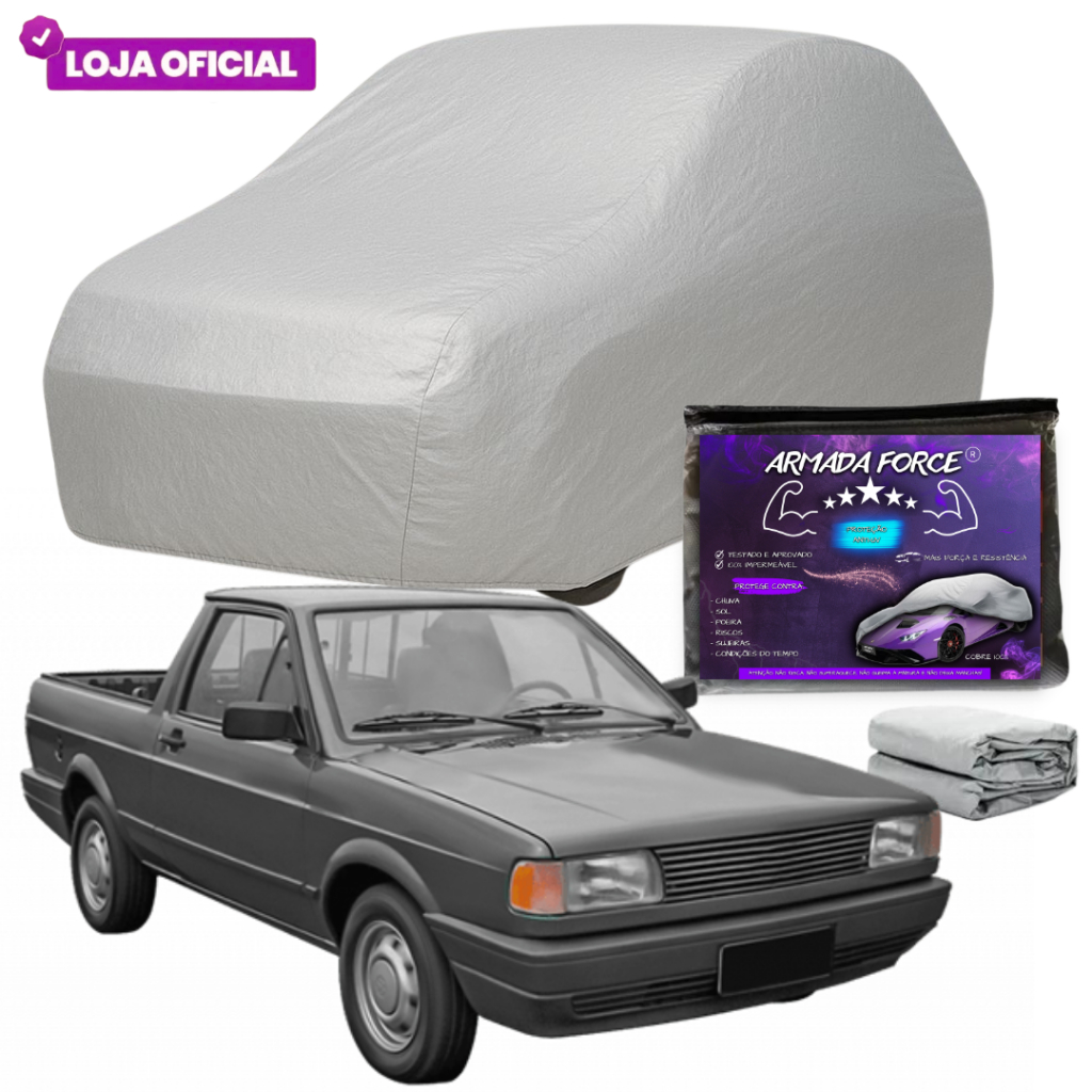 Capa Cobrir Carro Saveiro ARMADA FORCE Impermeável 100% Sem Forro Protege Sol Chuva Poeira AntiUV