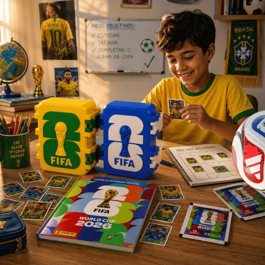 Porta Figurinhas Copa do mundo 2026 FIFA Caixa Organizador Estojo Card. Premium Colecionador Futebol