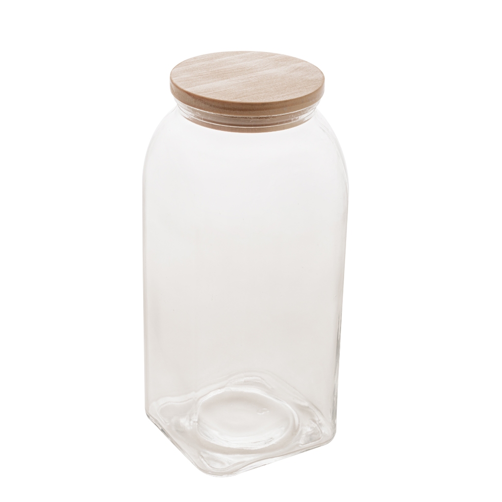 Lyor Porta Mantimento de Vidro com Tampa de Bambu 1,8L - Beleza e Durabilidade Superior