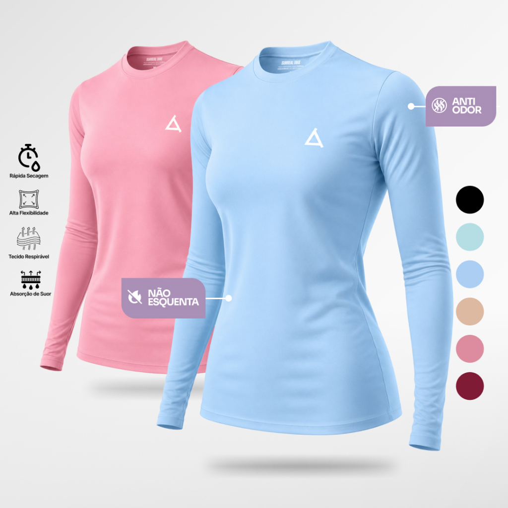 KIT 2 Camiseta Térmica Feminina Segunda Pele Academia Dry Fit Treino Camiseta Slim Caminhada Treino