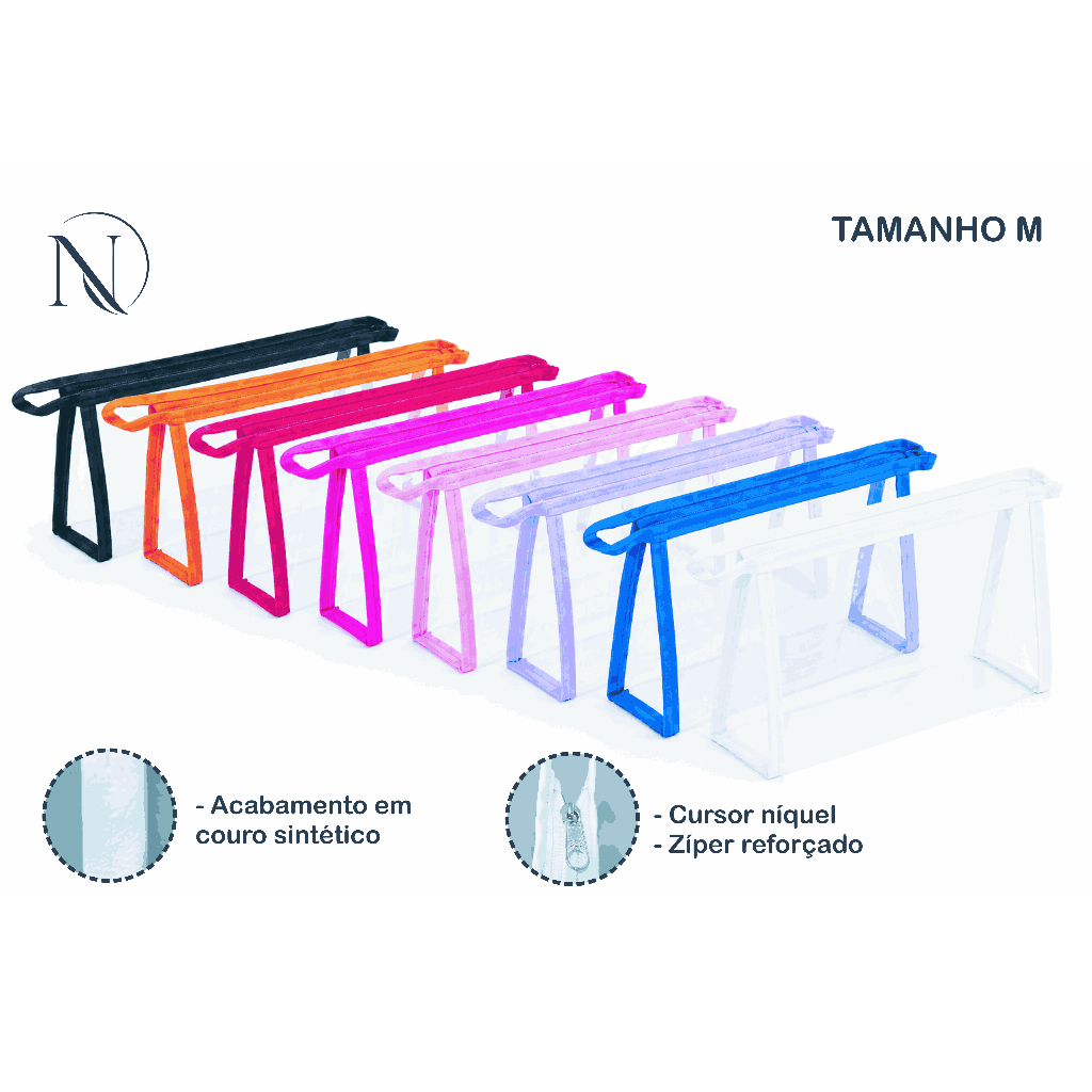 Kit 10 Necessaire M Estojo Transparente Plástico Enfermagem Maquiagem Escola Academia Organizador