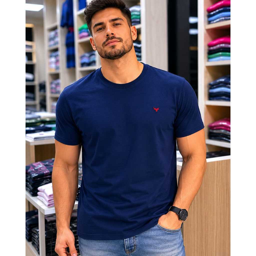 Camiseta Masculina Gola O Camisa Básica Lisa Casual Moderno Premium