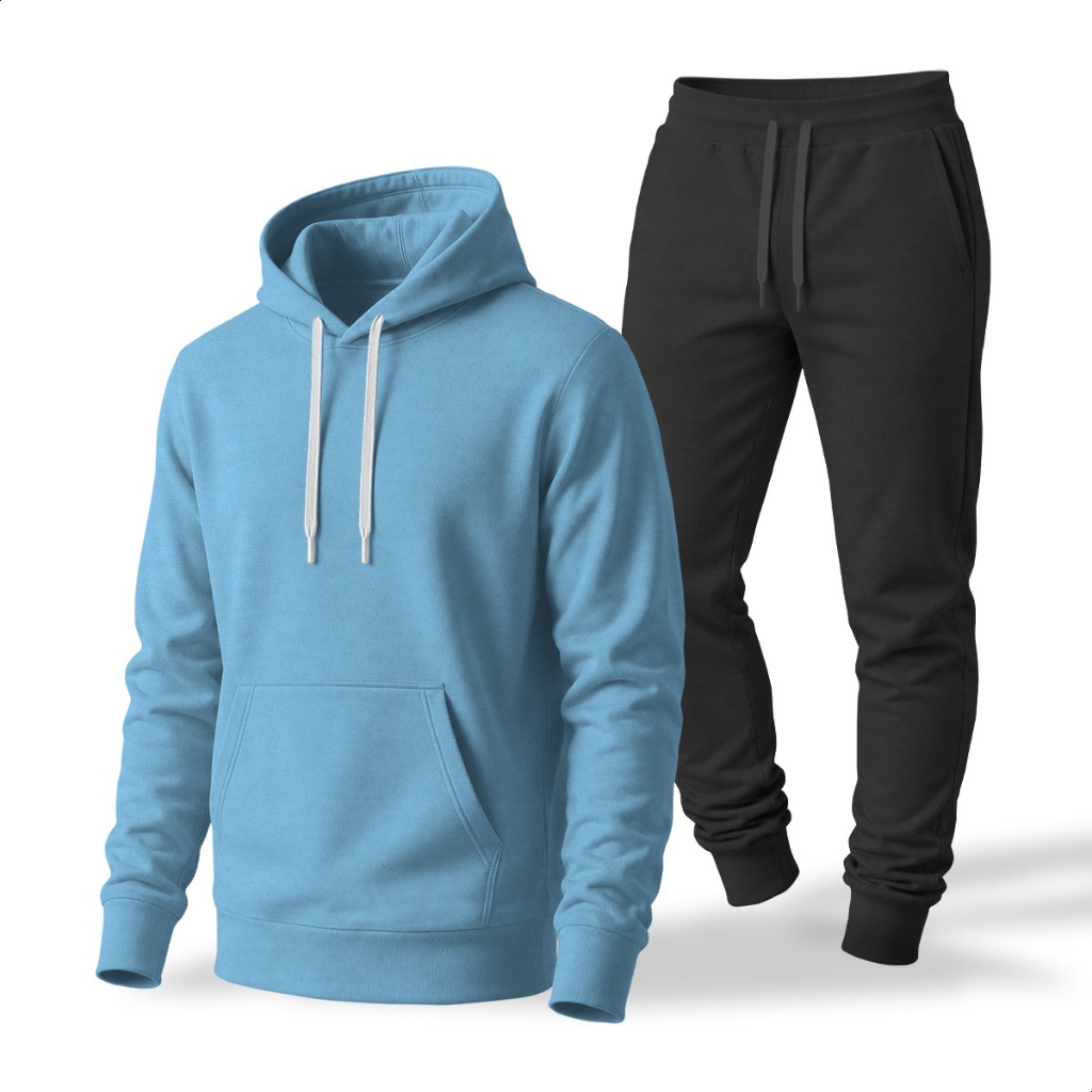 Conjunto Confortável Moletom Canguru+Calça Preta Unissex Diversos Tamanhos e Cores