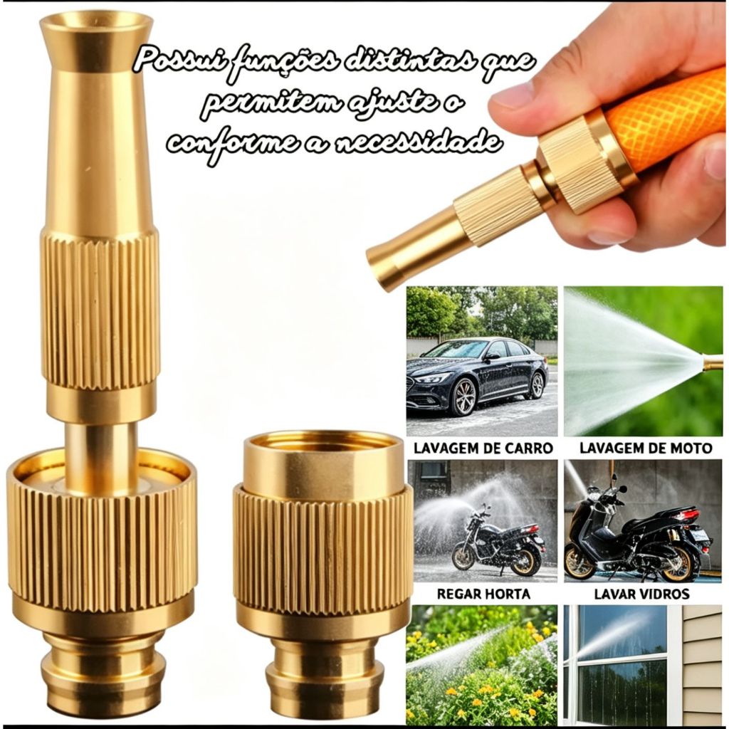 Pistola Spray De Água De Alta Pressão Com Ponta De Cobre Mangueira Bocal De Bronze