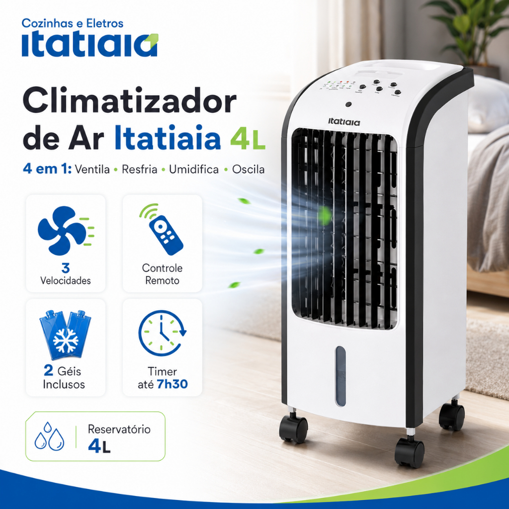 Climatizador de Ar Itatiaia 4 Litros com Controle e Timer