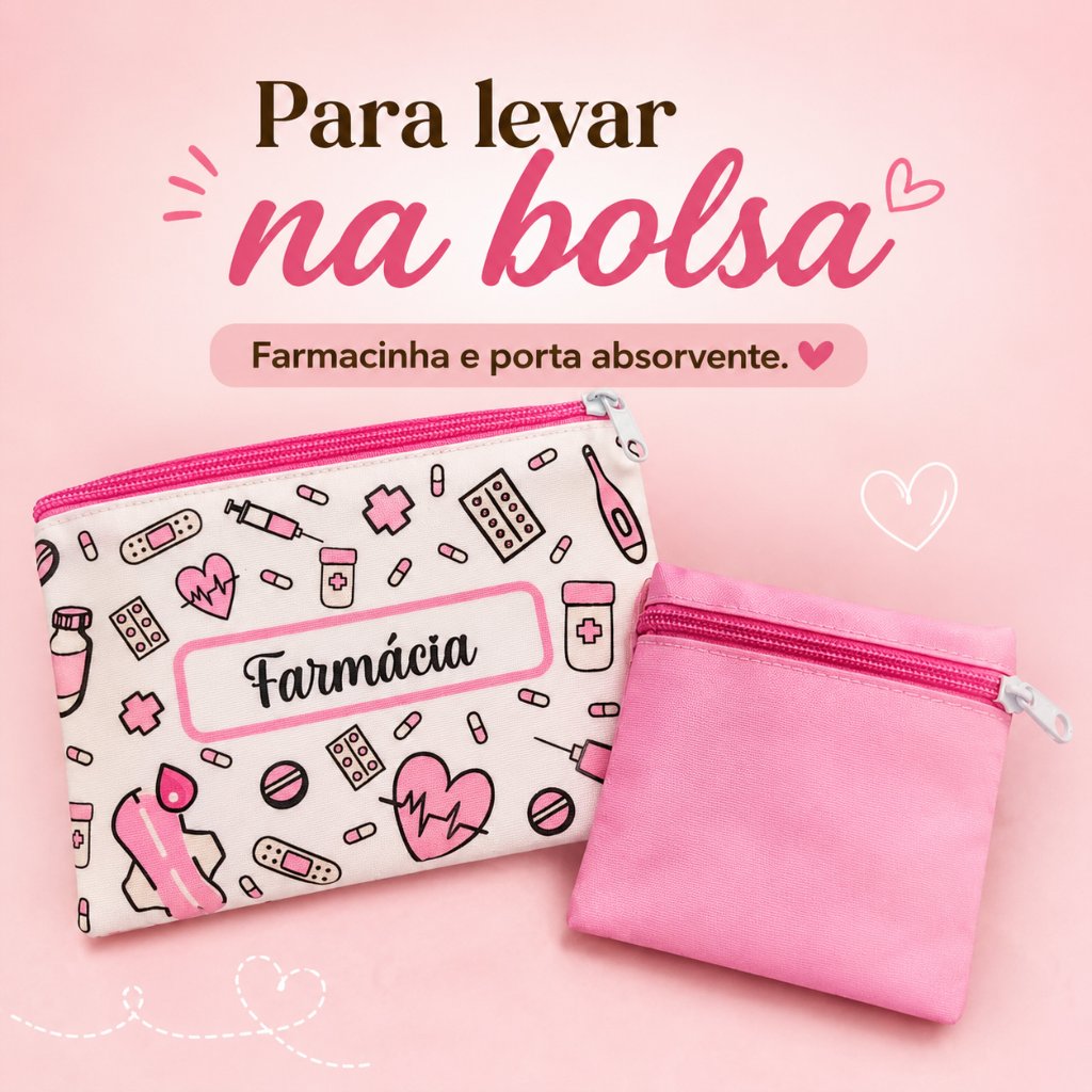Kit com duas nécessaire para levar na bolsa.