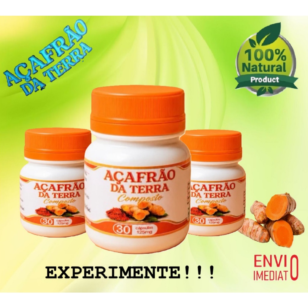 Açafrão da Terra composto com colágeno II 3 Potes 30 caps