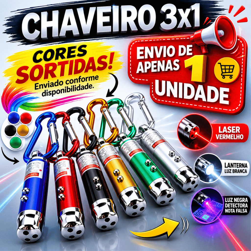 Laser Pointer para Gatos e Cachorros Brinquedo Interativo Pet Lanterna LED Chaveiro 3 em 1