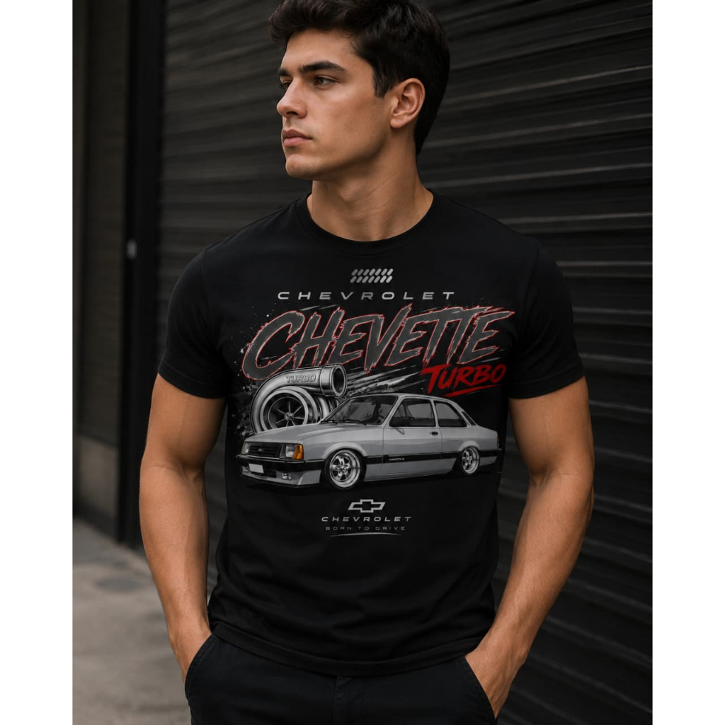 camisa camiseta masculina preta carro chevette turbo chevetteiro