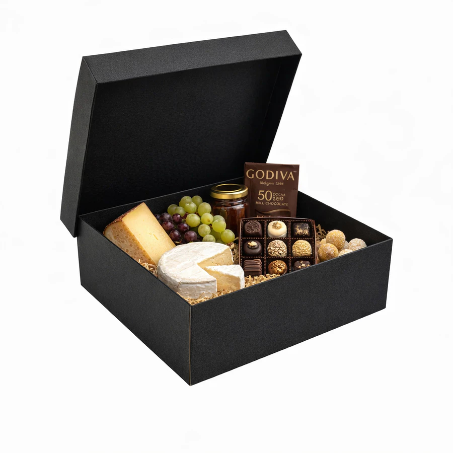 Caixa Para Presente 22x22x08 Premium Elegante Chique Modelo Dupla e Reforçada Cor Preta Sofisticada