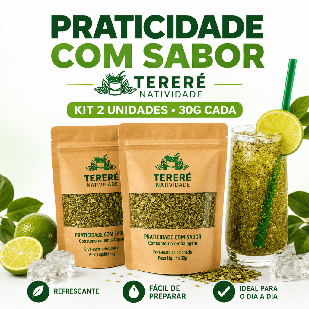 Kit 2 Terere Natividade Erva Mate Selecionada Limao Energetico Consumo Embalagem 30G Pratico Pronto
