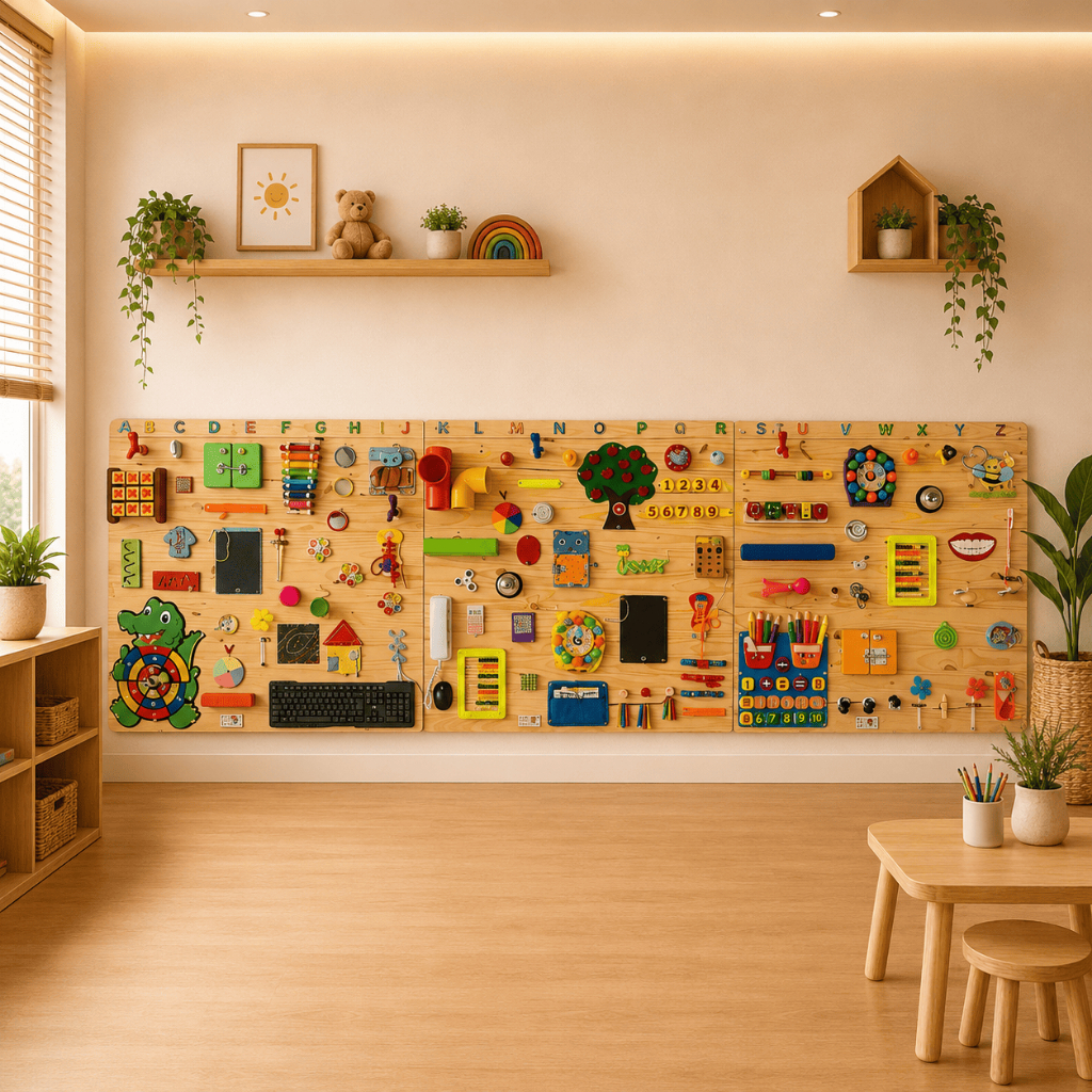 Painel Sensorial Montessoriano Educativo / Placa de Atividades/ Parede Sensorial UE 3 - com 300x100cm