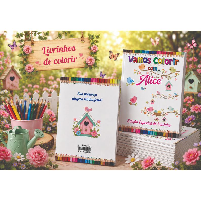 Livrinhos Colorir Jardim Encantado Personalizados - Revistinhas de colorir [ Lembrancinha para festa]
