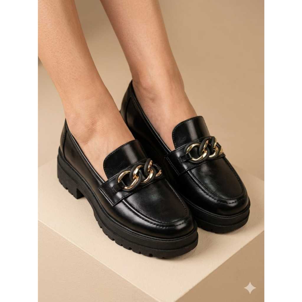 Sapato Mocassim Feminino Vizzano Tratorado Com Corrente Confortável 1476.103