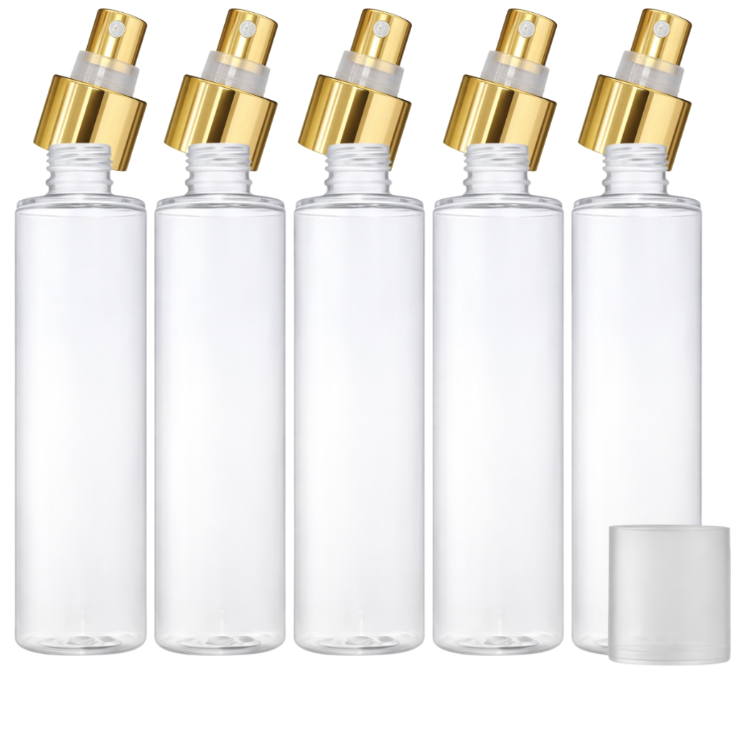 Kit Frasco Elegante para Perfumaria Artesanal Body Splash Dourado com Válvula Semi Luxo Sobretampa