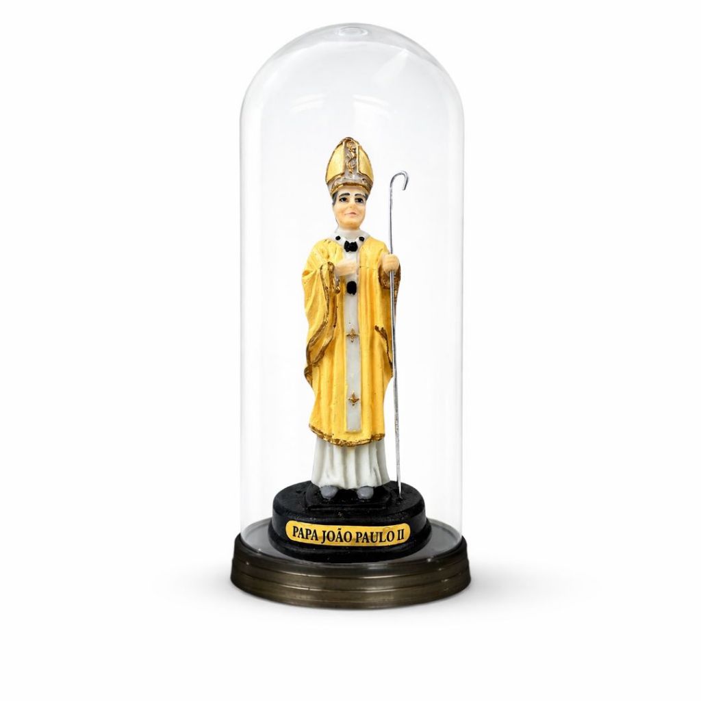 Imagem Papa João Paulo II Resina 12cm com Cupula de Acrilico Oratorio