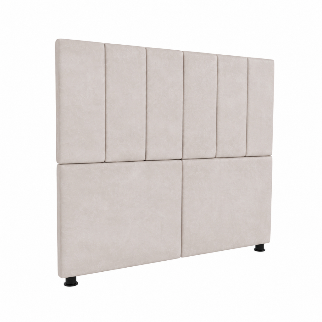Cabeceira De Cama Casal Queen Linho Courino Suede Estofada Dubai Com Pés