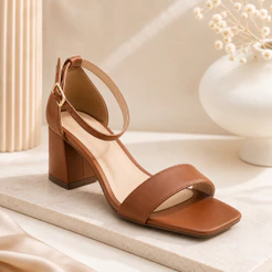 Sandália Feminina Salto Bloco Baixo 5cm Confortável Leve Tira Única Casual Trabalho Moderna Elegante