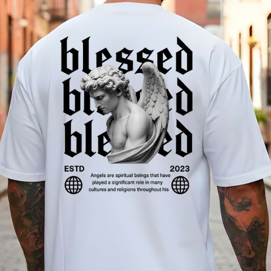 Camiseta Oversized Streetwear Blessed Masculina 100% Algodão