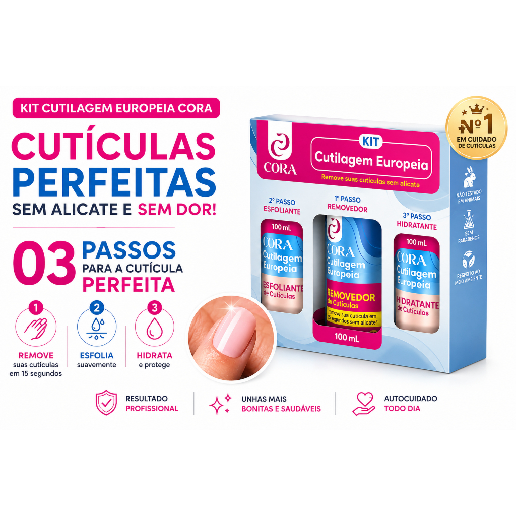 Cutilagem Europeia Completo Cora NOVO na Caixa com 4 itens