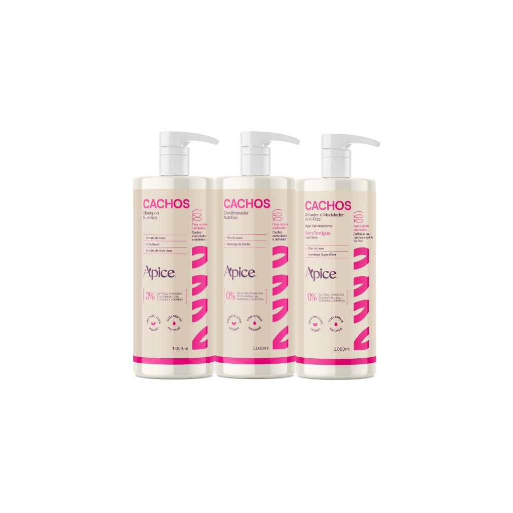 Kit Shampoo, Condicionador E Ativador Profissinal + ApIce + Linha SOS Cachos