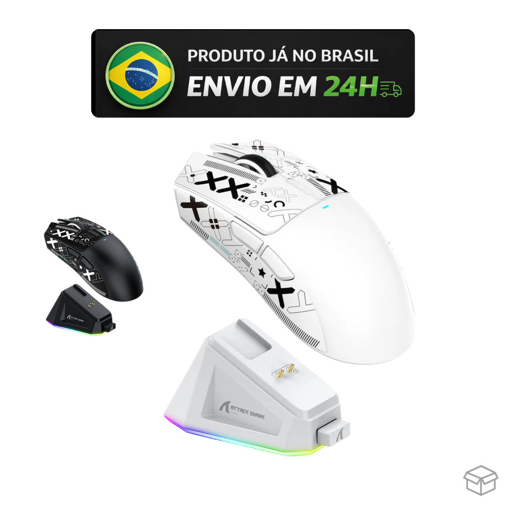 Attack Shark X11 Mouse gamer Sem Fio Original – RGB, Ultra Leve 63g, Dock de Carregamento