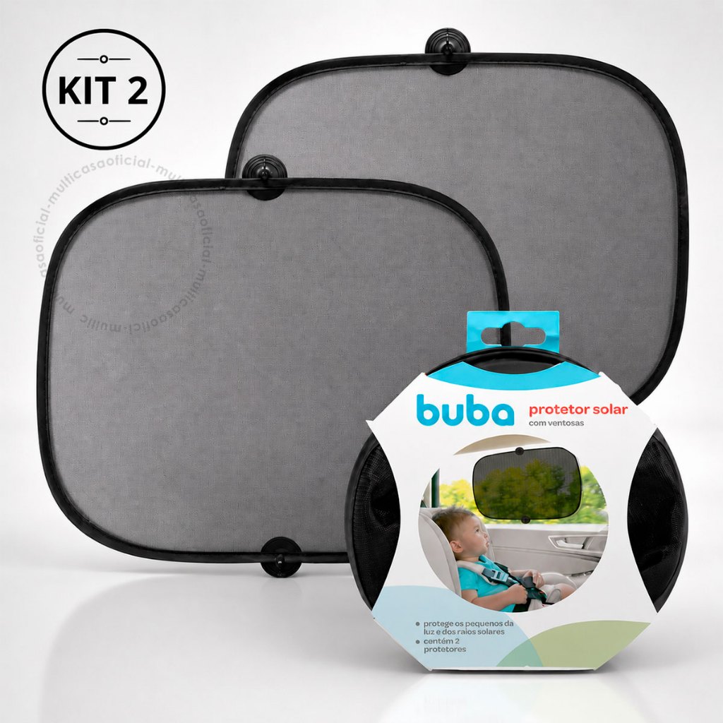 Kit Com 2 Protetor Solar blackout Buba Com Ventosa Para Carro Infantil Neném Protege Sol