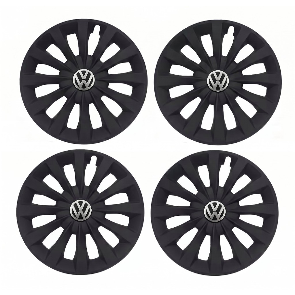 Jogo Calota Passat VW Preto Fosco Spacefox Santana Saveiro Spacecross Golf Polo Up Virtus