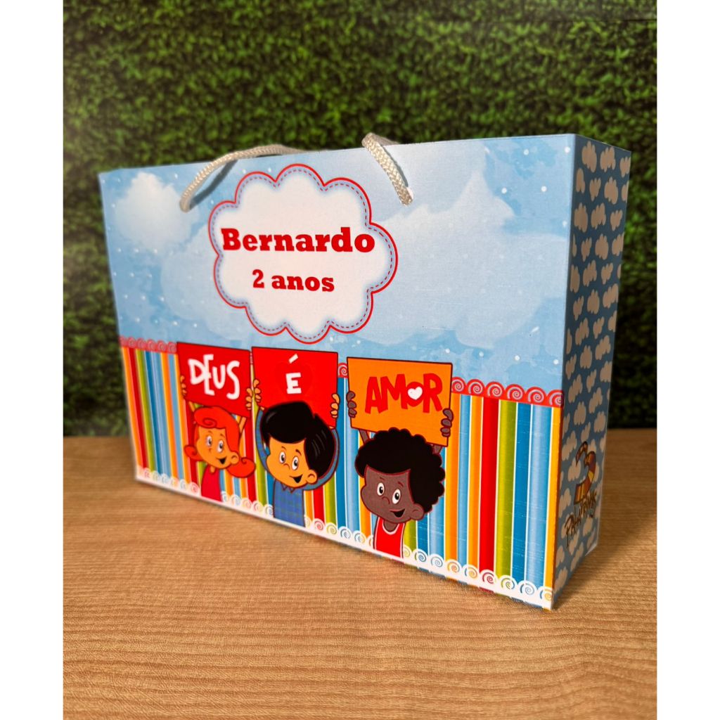 Sacolinha Surpresa G 3 Palavrinhas Personalizada com nome Festa Infantil Chá Aniversário Lembrancinhas Jesus