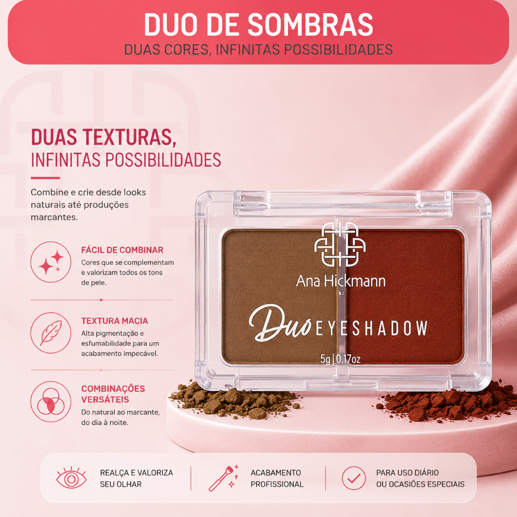 Ana Hickmann Duo Eyeshadow Duo 1 (Marrom Claro e Escuro)