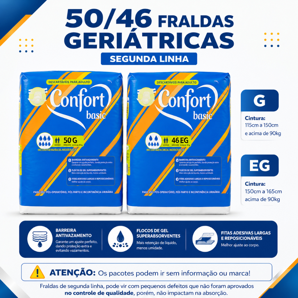 Fraldas Geriátricas ConfortBasic - Direto de Fábrica